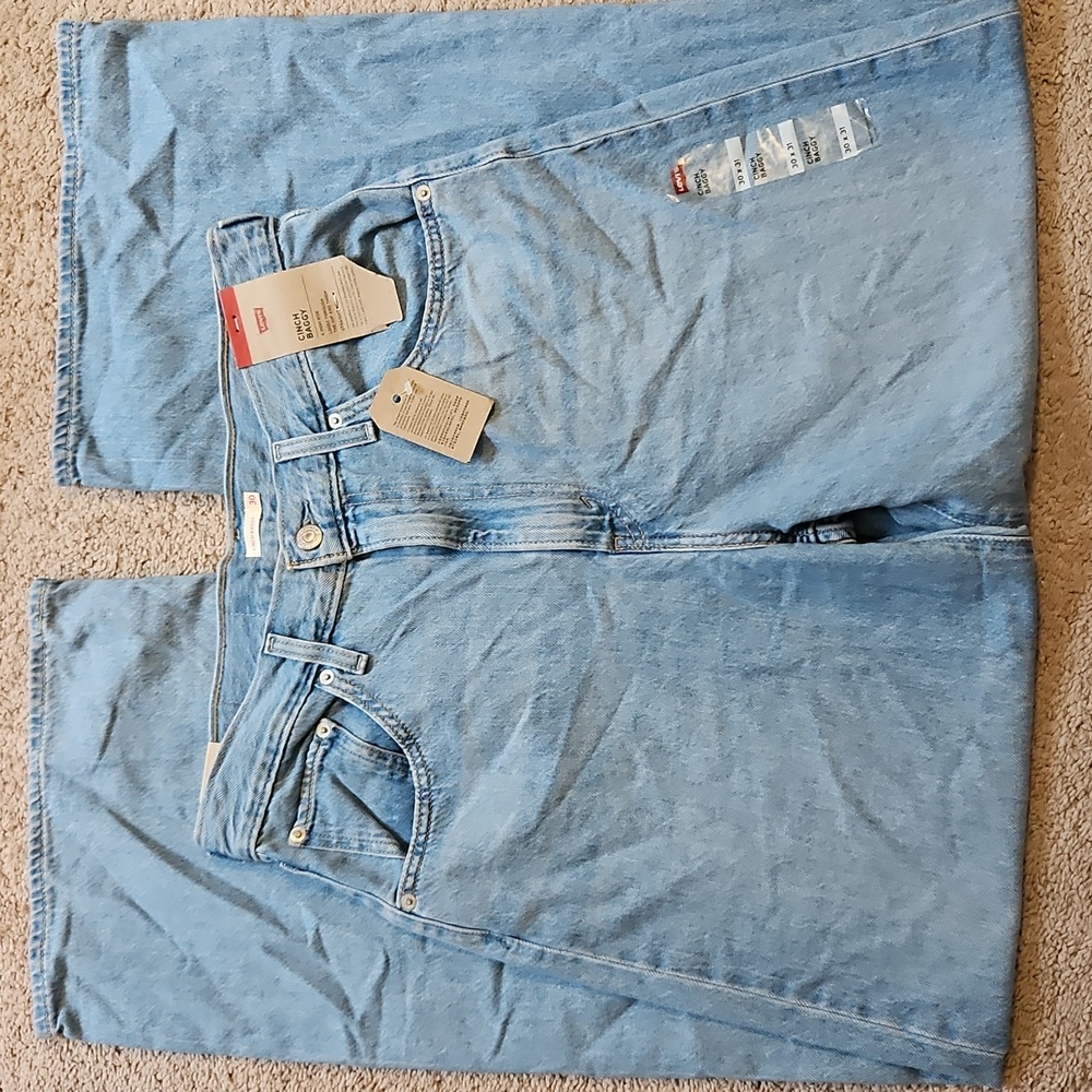 NEW! Levi's High Rise Cinch Baggy Jeans In Invested Indigo Size 30 - Picture 4 of 13
